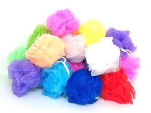 lot 6228 image: Loofah Lord 20 Small Full Bodied Quality Bath or Shower Sponge Loofahs Pouf Mesh Assorted Colors Wholesale Bulk Lot