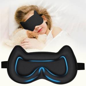 lot 6234 image: Kids Sleep Mask Eye Mask 3D Contoured Cup Sleeping Masks, Blindfold with Adjustable Strap, Kids Eye Cover for Boys, Girls, Teens, Pressure-Free with Memory Foam Face Mask for Sleeping (Black)