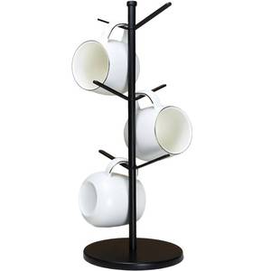 lot 6235 image: ZOMETUO Premium Mug Tree, 6 Hooks Upgraded Stable Metal Mug Holder, Bamboo Base Coffee Mug Cup Rack for Counter Top, Mug Display, Home Storage and Cup Organizer, Black