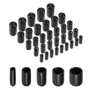 lot 6240 image: uxcell 50pcs Round Rubber End Caps 18 316 14 516 38 Black Vinyl Cover Screw Thread Protectors Assortment Kit(3mm 5mm 6mm 8mm 9.5mm)