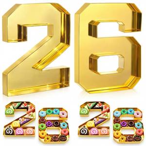 lot 9935 image: 2 Pcs 10 26 Cardboard Charcuterie Numbers Fillable Graduation Board Number Large Fillable Numbers 2026 Letters Trays for Food Chocolate Candy School Congrats Grad Party Supplies(Gold)