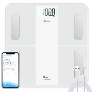 lot 9936 image: himaly USB Rechargeable Bathroom Scale for Body Weight, Digital Weight Scale Bluetooth for Accurate BMI Body Fat Scale Muscle Mass Composition Monitor with App, 400 lbs