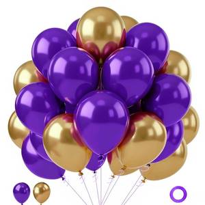 lot 10435 image: Purple and Gold Balloons,60pcs12inch Dark Purple and Metallic Gold balloon for Graduation Wedding Birthday Party Decorations