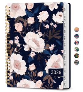 lot 10439 image: 2026 Planner, Aesthetic Weekly and Monthly Planner for Women, Jan 2026 to Dec 2026, Hardcover 2026 Calendar Book with Monthly Tabs, Inner Pocket, Perfect for Office Home School - A5 (6.3 x 8.5), Dusky Peony