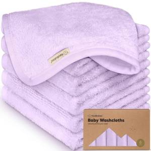lot 10441 image: 6-Pack Baby Washcloths �� Soft Absorbent Viscose from Bamboo Washcloths for Face, Body, Baby Towels for Newborn, Kids, Toddlers, Infant,Gentle on Sensitive Skin,10x10 Reusable Face Towels(Soft Lilac)