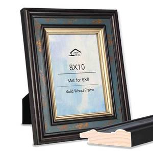 lot 11307 image: CasaDHG 8x10 Vintage Picture Frame with Glass, Wooden Photo Frame, Retro Design 8 x 10 Vintage Frames for Home and Office, Home & Wedding Decor, Blue