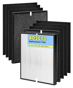 lot 11310 image: 9 Pack 3000 Replacement Filter Compatible with AirDoctor 3000 Air Purifi-er, with 1 Main Filter  2 Activated Carbon Filters  6 Pre-Filters