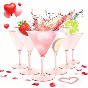 lot 11311 image: Liacere Martini Glasses Set of 6-11 oz Pink Plastic Martini Cocktail Glasses with Stem-Reusable Cocktail Glasses for Bar,Margarita,Whiskey,Gin,Tequila,BPA-Free, Dishwasher-Safe �� Summer Party