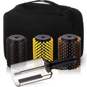 lot 11312 image: FoldTier 3 Pcs 100mm Ski Rotation Brush Ski Snowboard Wax Rotation Brush Snapout Fast Change Axle Includes 3 Brushes, Nylon, Brass, Horsehair and Storage Bag