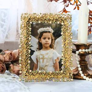 lot 11325 image: Hunlostten Vintage 4X6 Picture Frame - Rectangle Gold Photo Frame Decorative Tabletop Display for Home Decor, Cherished Memories, Gifts