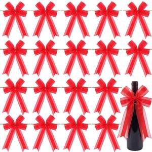 lot 12130 image: Solsew 24 Pcs 6x8 Large Red Organza Twist Tie Bows for Graduation Gift Wrapping Wedding Bridal Shower Long Pretied Ribbon Bow Decor DIY Craft for Wine Bottles Bags Birthday(1.5) (Set Of 3)