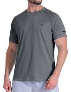 lot 12159 image: DFSOFT Mens Short Sleeve Workout Shirts Quick Dry Lightweight T-Shirts Gym Running Athletic Tshirt for Summer Dark Grey L