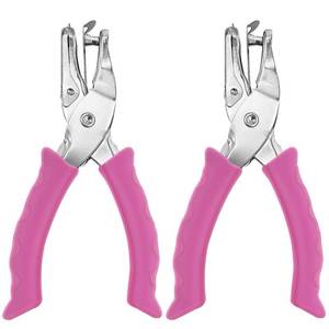lot 12161 image: Single Hole Punch Paper Hole Puncher for Crafts, One Hole Punch with Pink Soft Grip Handle, Hole Punches for Kids and Adults, Handheld Circle Punch for Paper Crafts in Home, Office, Classroom, 2Pack