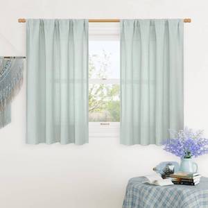 lot 12169 image: LAMIT Bedroom Linen Curtains 45 Inch Long, Light Filtering Neutral Window Curtains Farmhouse Boho Rod Pocket Room Decor Panels for Small WindowLiving Room, 2 Panels, 42 x 45 Inch, Light Blue