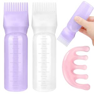 lot 12197 image: ProSuites 2 Pack Hair Oil Applicator Bottle for Scalp with Massage Comb,6 OZ Hair Oil Bottle with Root Comb for Scalp, Shampoo Scrubber Applicator,Hair Dye Tools(Purple, white)