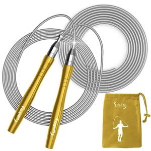 lot 12201 image: Jump Rope, High Speed Weighted Jump Rope - Premium Quality Tangle-Free - Self-Locking Screw-Free Design - Jump Ropes for Fitness - Skipping Rope for Workout Fitness, Crossfit & Home Exercises (Yellow)