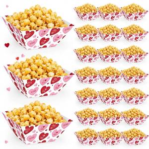 lot 12204 image: Marspark 24 Pcs Valentines Day Popcorn Boxes Disposable Paper Bowls Sweet Hearts Popcorn Tray Containers Valentines Party Supplies Galentines Decoration Heart Treat Snack Bowl for Wedding Engagement