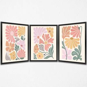 lot 12211 image: Gubrandin 3PCS Boho Abstract Flowers Print Wall Art Prints Artwork Paintings for Home Farmhouse Office Bathroom Kitchen Bedroom Wall Decor (8x10 inch��Unframed), Boho Floral Women Girls Room Decor (Set Of 3)