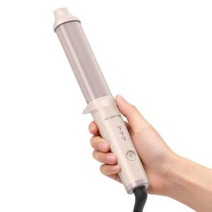 lot 12434 image: Mini Travel Curling Iron 1.25 inch Oval��Dual Voltage 110-240V, 20s Fast Heating, 3 Temps 360400430°F��1 �-Inch Barrel Creates Frizz-Free Loose Curls for Short to Medium Hair, Pink (Used)