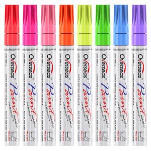 lot 12445 image: Overseas Neon Fluorescent Paint Marker Pens - 8 Colors Oil-Based Paint Markers, Medium Tip, Quick Drying and Waterproof Permanent UV Marker for Plastic, Glass, Rock, Wood, Canvas, Metal, Pumpkin