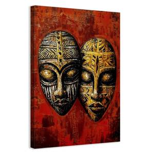 lot 13007 image: CCWACPP African Mask Wall Art Tribal Ethnic Mask Painting Framed Vintage Africa Culture Artwork Canvas Prints Abstract Africa Home Room Decor (12.00 x 18.00)