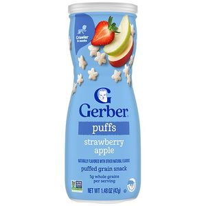 lot 13016 image: Gerber Non-GMO 6-Pack Baby Food Strawberry Apple Puffs Toddler Snacks - 1.48oz Kosher, 3rd Stage, Ready to Eat, Canister