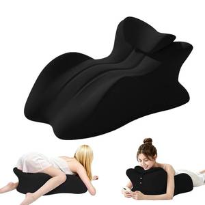 lot 13975 image: Memory Foam Wedge Pillow, Ergonomic Contoured Bed Positioner Neck Wedge Pillow, 27° Angled Body Support Prone Pillow for Back& Waist& Leg, Multi-Functional Bed Wedge with Removable Cover Black