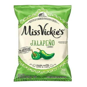 lot 13982 image: Miss Vickie s Kettle Cooked Jalapeno Potato Chips  1.375 oz Bag  28 Ct