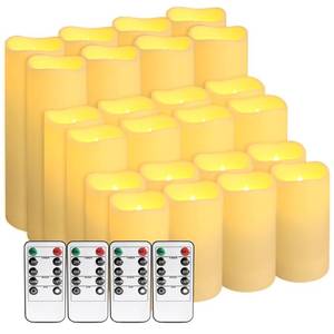 lot 13983 image: CAKETYCG 24-Pack LED Flameless Candles with Remote Control - Perfect for Home, Parties, and Special Occasions - Create a Magical Ambiance Effortlessly(Three Sizes).