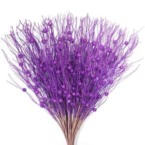lot 13986 image: KI Store Purple Glitter Picks Sprays Set of 20 for Mardi Gras Decorative Picks Christmas Tree Wreath Garland Floral Arrangement Decoration