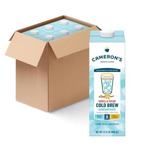 lot 13991 image: Camerons Coffee Cold Brew Coffee Concentrate, Vanilla Bean, Smooth Flavored Coffee, Multiserve, Shelf Stable, 32 oz (Pack of 6)