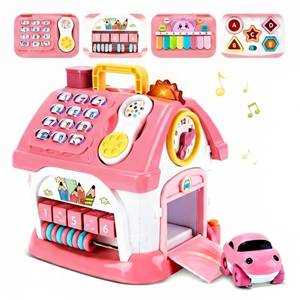 lot 13992 image: Toddler Girl Toys for 1 Year Old, Montessori Toys for 1 Year Old Girl Birthday Gift, 8 In 1 Pink Baby Musical Learning House with Sound Light Music, Creative Gifts for Baby Toys 6-12 18 Months