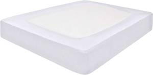 lot 14008 image: White King Size Box Spring Cover �� 100% Cotton Blend, Elastic Wrap-Around, Soft & Washable Bed Frame Cover, Bed Skirt Alternative