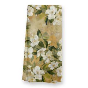 lot 14013 image: TopXmai Neutral Vintage Floral Kitchen Towels, Rustic Spring White Floral Dish Tea Towels for Kitchen Decor, Country Beige Spring Botanical Wildflower Hand Towel for Bathroom Decor, 16x24 Inch