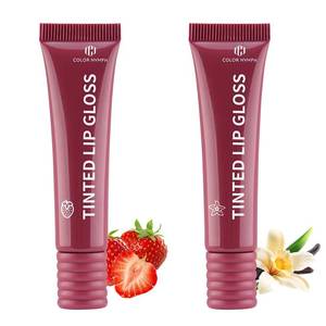 lot 14024 image: Color Nymph Tinted Lip Gloss Duo, Nourishing Lip Balm Set with Shea Butter & Vitamin E, Non-Sticky Intense Hydrating Lipgloss for Dry Lips, Sheer Tint  Vegan & Cruelty-free, #01 Strawberry & Vanilla