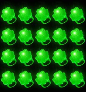 lot 14028 image: iGeeKid 24 Pack St. Patricks Day Green Shamrocks LED Light Up Ring for Adults St. Patricks Party Accessories Favors LED Finger Lights Glow in The Dark Carnival Party Supplies Gift Toy