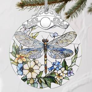 lot 14033 image: Stained Glass Dragonfly Ornament Christmas Decorations, Ornaments for Christmas Tree & Holiday Ornaments �� Holiday Present, Gift Exchange Ideas & Elegant Keepsake Gift for Family, Coworkers & Friends 2-Pack