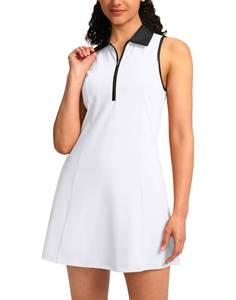lot 14037 image: Soothfeel Golf Dress for Women Tennis Dresses with Shorts Pockets Sleeveless Sport Active Workout Athletic Dress (White#Black,XL)