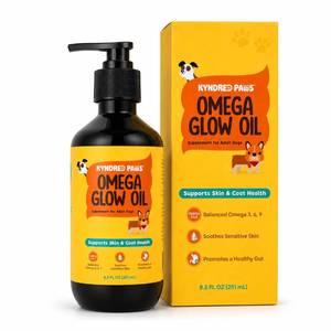 lot 14064 image: Kyndred Paws Omega-3-6-9 Oil for Dogs, Naturally Flavored & No Fishy Smell - 8.5 fl oz - Alternative to Salmon Based Fish Oil - 52% Omega 3-6-9-18% Lauric Acid - Supports Skin, Coat and Gut Health