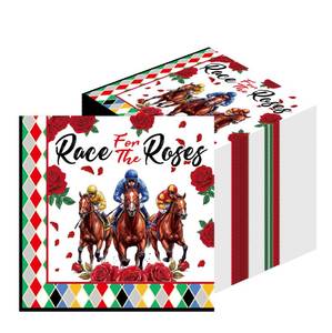 lot 14077 image: Hokinaa Derby Party Decorations Napkins - 50 Pcs Horse Race Day Gingham Paper Decorative Napkin Sets Disposable Racing for the Roses Cocktail Guest Table Luncheon Decor Supplies Bulk 6.5 x 6.5 In