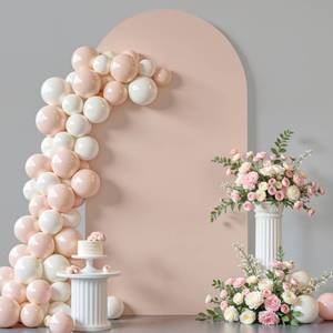 lot 14388 image: 6 ft Arch Backdrop Cover Nude Blush - Double-Sided Spandex Arch Covers Stretchy Backdrop for Balloon Arches Birthday Party Baby Shower Banquet Wedding Photo Background