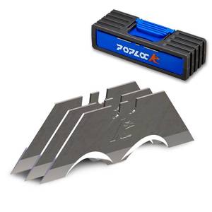 lot 14406 image: POPLOCK Hook Razor Blades for Utility Knife - 20 Pack SK2 Steel Hook Utility Knife Blades, R-Curve K-Hook Replacement Refills for Roofing, Drywall, Carpet, Cardboard Box Cutters - Two-Notch Compatible