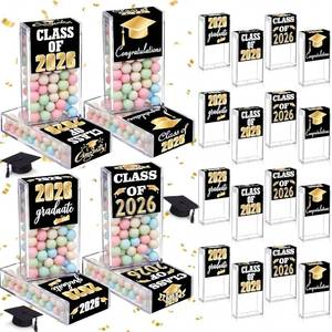 lot 14413 image: AceOrbit 24 Sets Graduation Candy Tubes Bulk for Guest 3.54 Inch Empty After Dinner Candy Jar Buffet Container Acrylic Box with Sticker for Class of 2026 End of Year Gifts(Black)