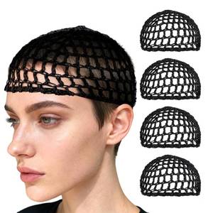 lot 14417 image: 4pcs Black Hair Nets for Sleeping, Polyester Mesh Crochet Hairnet Soft Elastic Hairnet Lightweight Hair Snoods for Women Girls, Hold Hairs in Place All Night