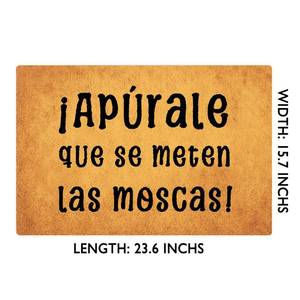 lot 14426 image: NICESIR Welcome Mat Alfombra I Ap�rale Que Se Meten Las Moscas Funny Doormat for Home Entrance (23.6 X 15.7 inch) Polypropylene Fabric Top with Rubber Back Doormat for Front Door Indoor Outdoor Rug