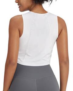 lot 14443 image: G4Free Crop Tank Top for Women High Neck Workout Athletic Gym Tops Running Shirts Sleeveless Lightweight Cropped Tank (White,L)