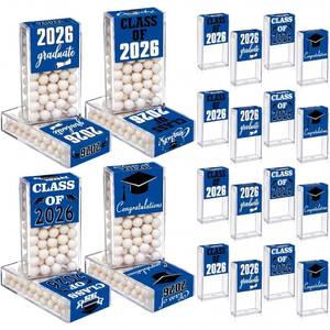 lot 14448 image: AceOrbit 2026 Graduation Candy Jar Bulk for 24 Guest 3.54 Inch Empty After Dinner Candy Tube Buffet Container Acrylic Box with Sticker for Class of 2026 End of Year Gifts Multi-item Party Favor(Blue)