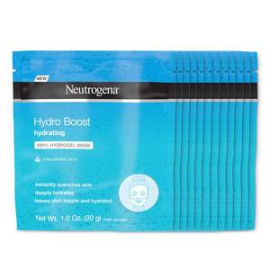 lot 14452 image: Neutrogena Hydro Boost Hydrating Face Mask 100% Hydrogel Sheet Moisturizing Instantly Quench Dry Skin Gentle Noncomedogenic Skin Care Mask, 12 pack of 1 oz