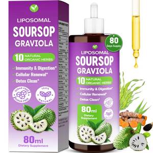 lot 14468 image: Soursop Bitters Liquid, 80ml Liposomal Multivitamin Blend with Organic Soursop Leaves, Black Seed Oil, for Cell Health, Immune, Gut Cleanse, Detox, Liver, Antioxidant, Zzz, Sugar Free -80 Days Supply