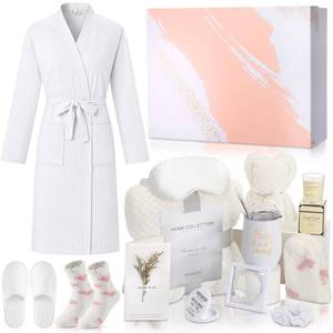 lot 17330 image: Sieral 14 Pcs Birthday Gifts for Women Care Blanket Gifts Set Spa Baskets Get Well Soon Gift Baskets Mothers Day Gift for Women Mom Her Girlfriend Sister Daughter Friend Wife Grandma(White)